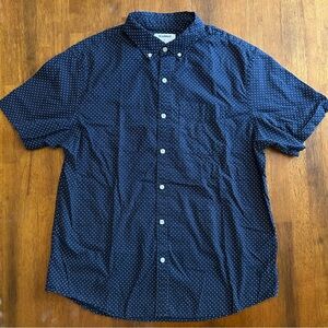 Men’s Navy Blue Polka Dot Short Sleeve Button-Down Shirt | Size L | Old Navy